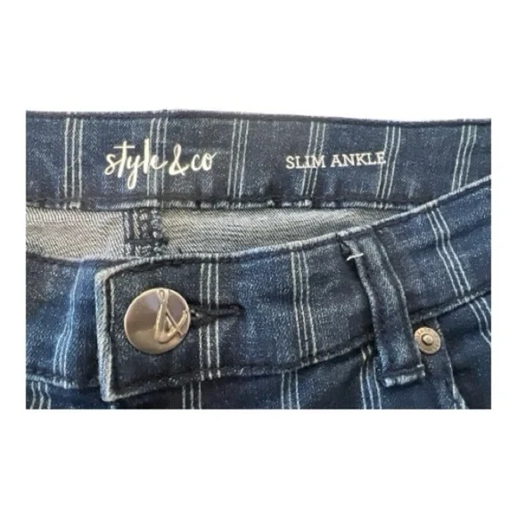 Style & Co Slim Ankle Striped Jeans Women’s Size 8 Blue Stretch Denim - Picture 7 of 7